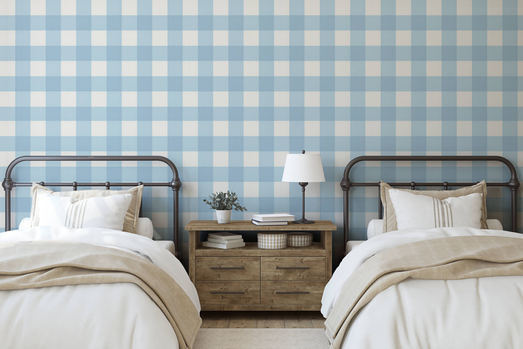 Check Plaid by Galerie - Blue - Wallpaper : Wallpaper Direct