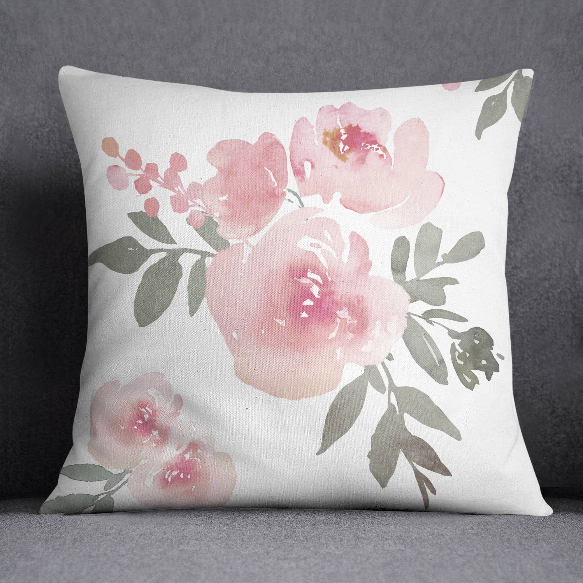 Pastel Pink Floral Gingham Pillows