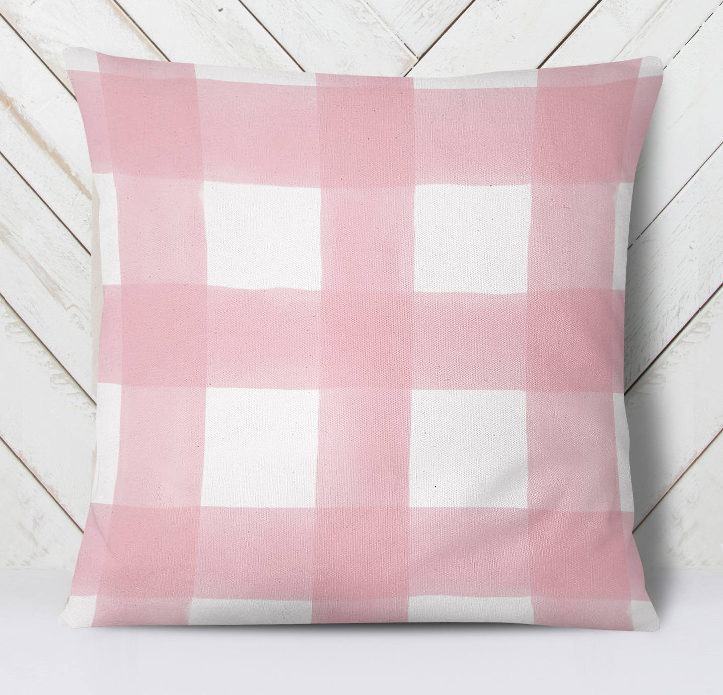 Pastel Pink Floral Gingham Pillows