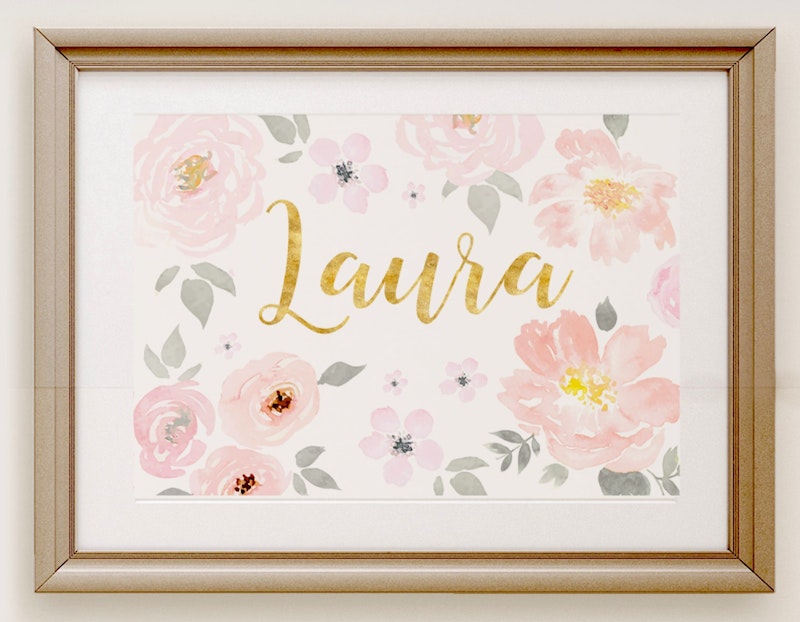 Personalized Floral Print  ||  Girl's Room Art  ||  Monogram