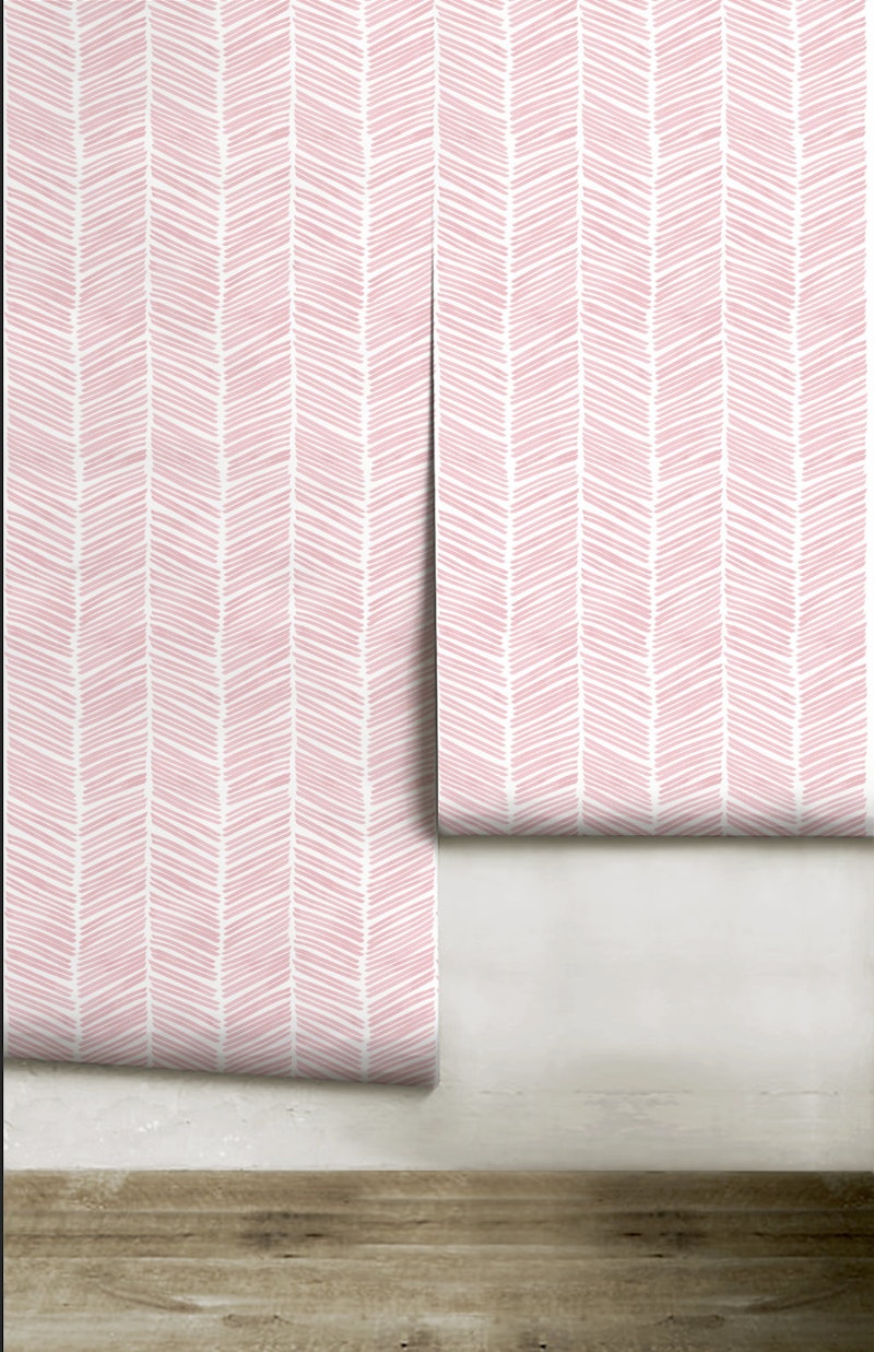 Watercolor Herringbone | Light Pink