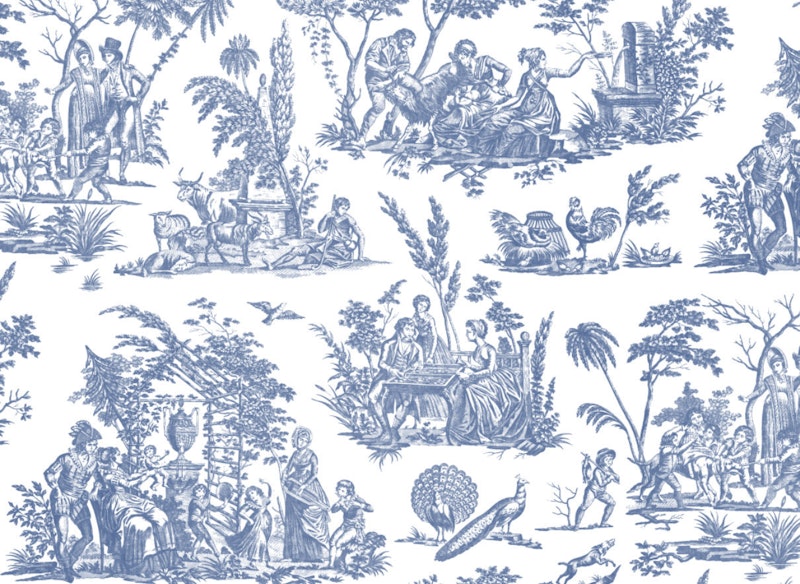 Toile Fabric Marseilles Toile Blue And White By Peacoquettedesigns
