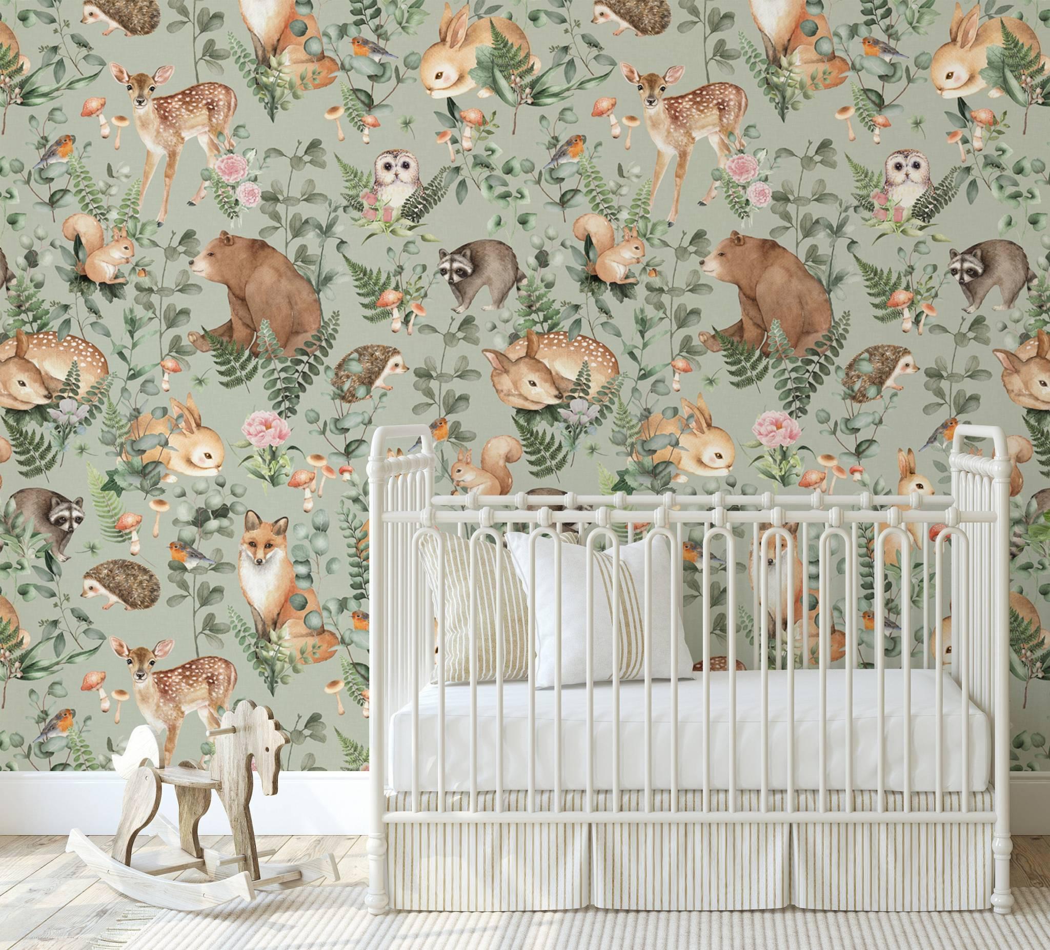 Wallpaper - Victorian Gothic Squirrel Frieze and Wall - Dollhouses and More