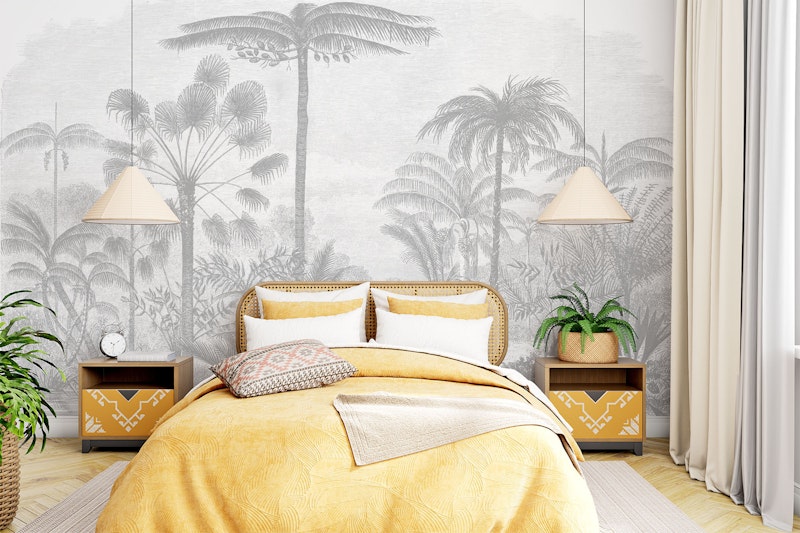 Tropicale Etched Mural Cool Grey